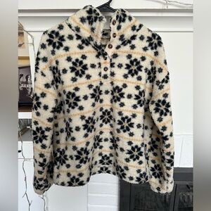 LOFT Black and Cream Patterned Pullover